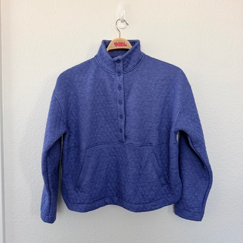 Marine Layer Corbet Funnel Neck Quilted Pullover 1/2 Snap Button Women's Large